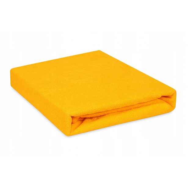 Froté prostěradlo s gumou prémiové silné 160x200 žluté