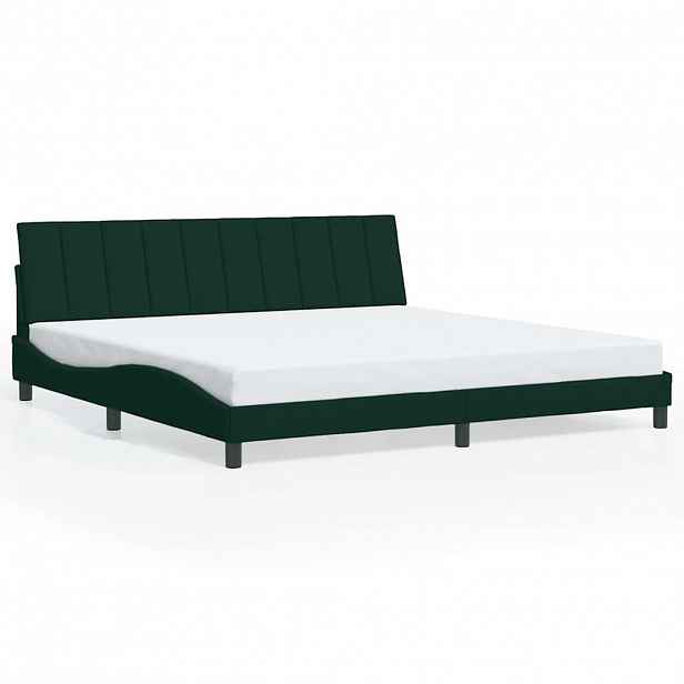 vidaXL Rám postele bez matrace Hanko tmavě zelená 200 x 200 cm samet