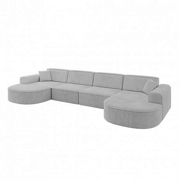 ALTDECOR SEDACÍ souprava MARI-U2 – 388 × 171 × 79 cm, šedá manšestrová látka