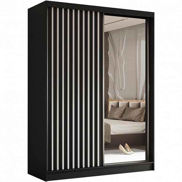 Beautysofa SKŘÍŇ s posuvnými dveřmi Helix 160/216/61 černá + bílá