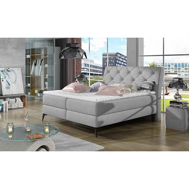 Kontinentální postel s úložným prostorem 160x200 TORVIRO - šedá