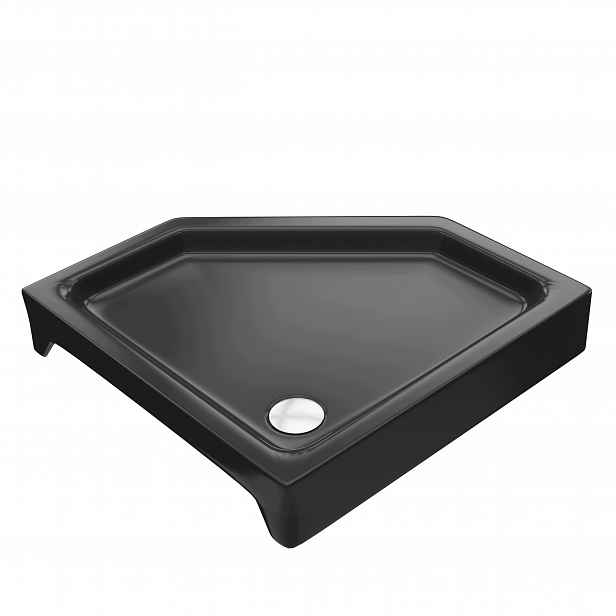 Pětiúhelníková Sprchová Vanička 80x80 CM Comfort Vysoká Černá 14 CM Sifon