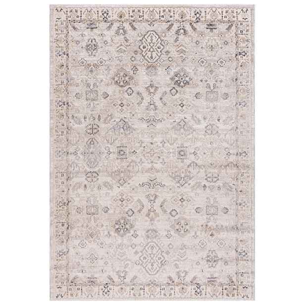 Koberec béžový 80x150 cm rámeček orientální měkký s krátkým vlasem pro alergiky
