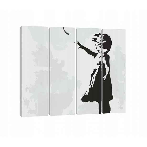 Obraz Banksy 4DÍLNÝ Velký Moderní Šedý Do Ložnice Obývacího Pokoje 120x80