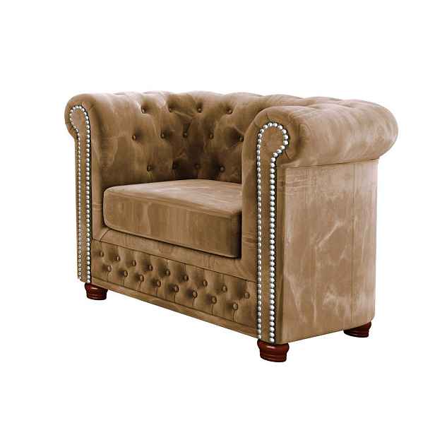 S-Style CHESTERFIELD KŘESLO Lauren z béžového sametu