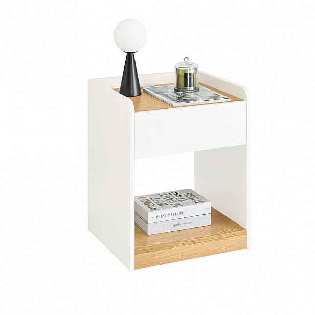 SoBuy NOČNÍ STOLEK s jedním zásuvkou Bílá 42x40x55cm Minimalistický