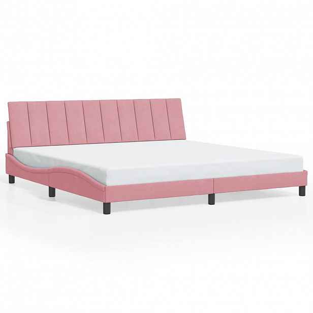 vidaXL Rám postele bez matrace Hanko růžový 200x200 cm samet