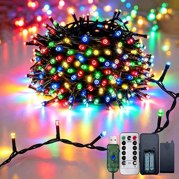 TEMU 1 ks, USB napájená holá provázková lampa, LED řetězová světla, multifunkční dálkové ovládání s napájením ze suché baterie, teplé/bílé/barevné
