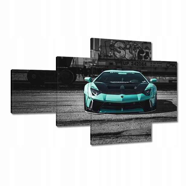 Obrazy 130x80 Tyrkysové Lamborghini