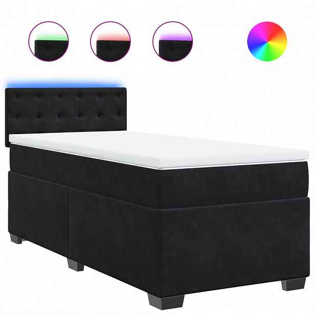vidaXL Box spring postel s matrací černá 90x200 cm samet