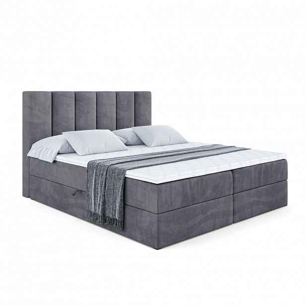 ALTDECOR AMERICKÁ postel s matrací H3 a roštem – BOXI1 – 120 × 200 cm, tmavě šedá