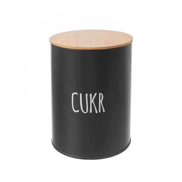 Kulatá plechová dóza CUKR Black <p>Kulatá dóza v moderním designu se výborně hodí nejen na uložení cukru. Má padnoucí <span style="text-align: justify;">bambusové