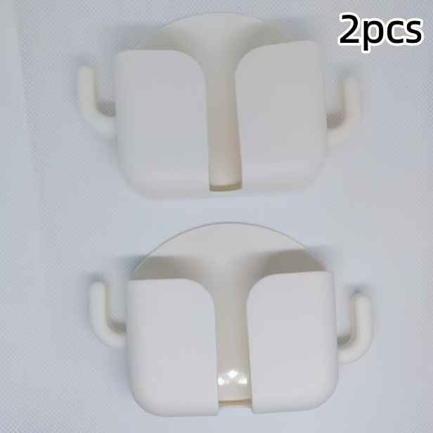 TEMU 2 ks Nástěnné držáky bez vrtání - Elegantní bílý plast, Všestranné úložiště pro telefony a další - Ideální do ložnice, obýváku, kuchyně a domácí
