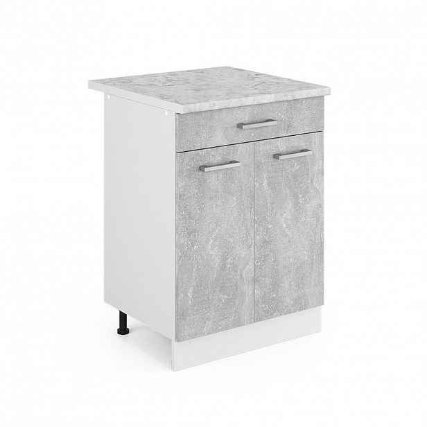 Vicco SPODNÍ SKŘÍŇKA KUCHYŇSKÉ LINKY R-Line Beton 60 cm se zásuvkou a pracovní deskou