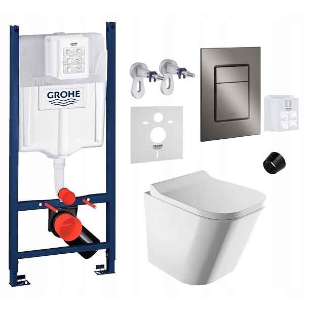 Wc stojan Grohe Rapid Sl s mísou Wc Fontana Rimless a tlačítkem grafit