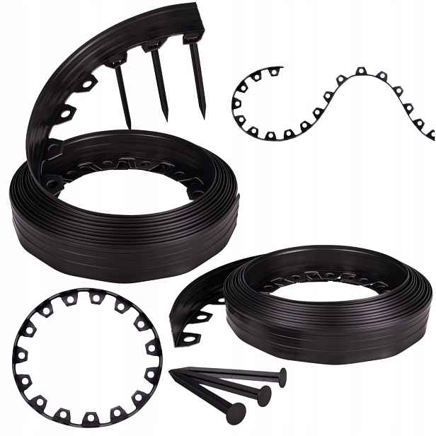 Zahradní Lem Trávníkový Plast 20 m Černý 4 cm