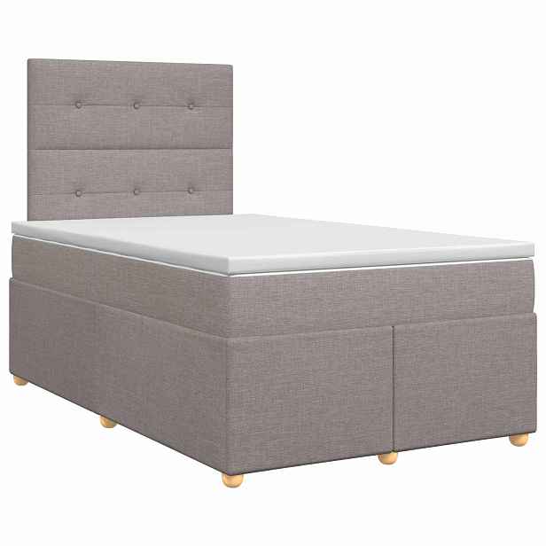 vidaXL Postel boxspring s matrací s čelo Taupe 120 x 200 cm Textil