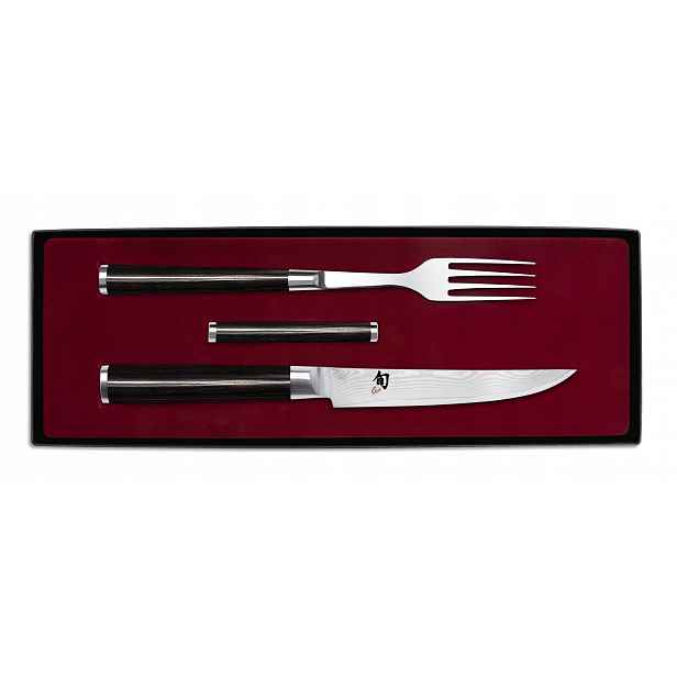 Shun Classic Sada Shun, vidlička, steakový nůž a váleček na odložení nože