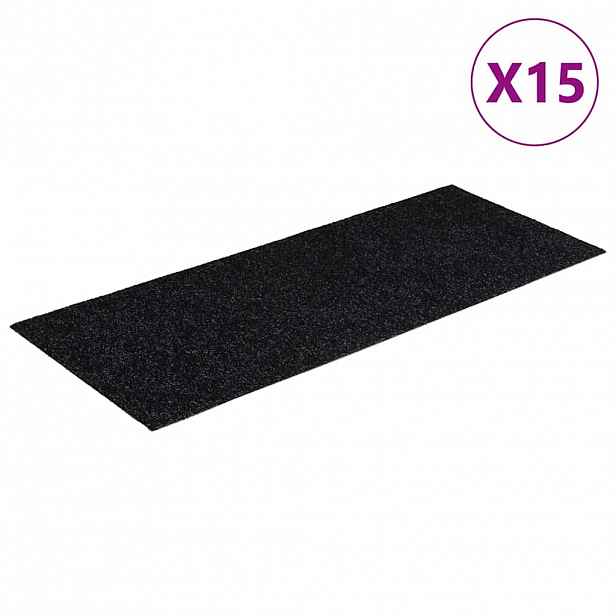 vidaXL Schodové rohože samolepicí 15 ks 60 x 25 cm černé obdélníkové