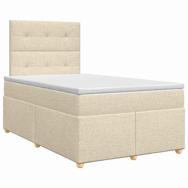 vidaXL Postel boxspring s matrací s čelo Krémová 120 x 200 cm Textil