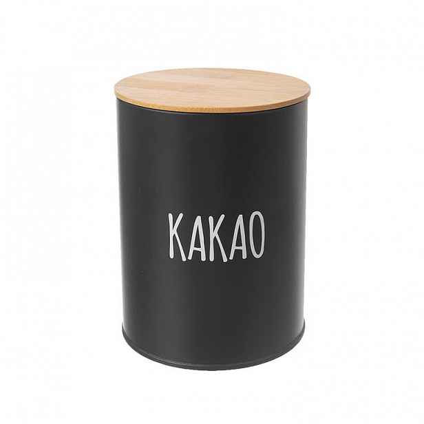 Kulatá plechová dóza KAKAO Black <p style="text-align: justify;">Kulatá dóza v moderním designu se výborně hodí nejen na uložení kakaa. Má padnoucí <span style="text-align: justify;">bambusové