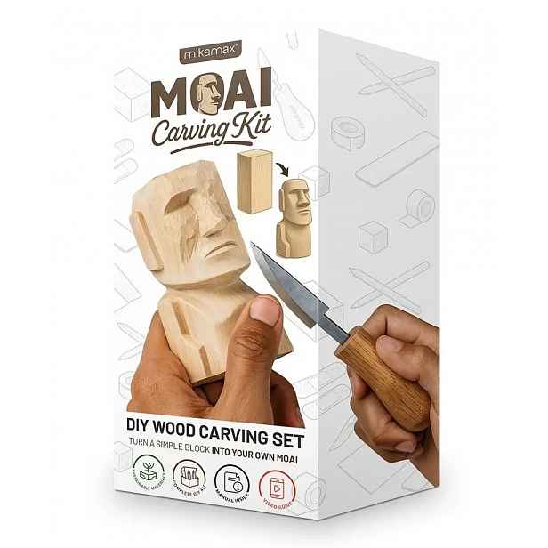 Moai Carving Kit – Sada Na Vyřezávání Figurek Do Dřeva Pro Kreativce