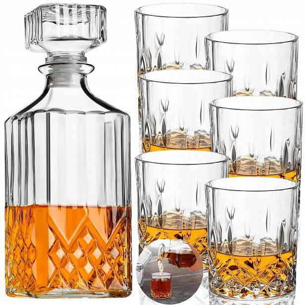 Sada Na Whisky Karafa 950 ML A Sklenice 6 Sklo Dárek K Výročí Svatba