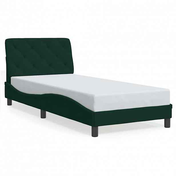 vidaXL Rám postele bez matrace tmavě zelená 80 x 200 cm samet