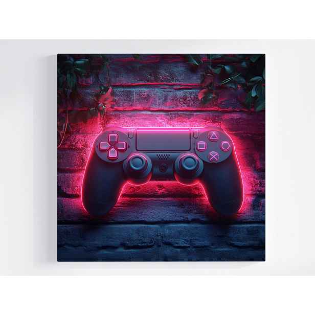 Obraz Na Plátně Plátěný Obraz Kontroler Gamingový Herní Konzole Neon Cihla 50x50