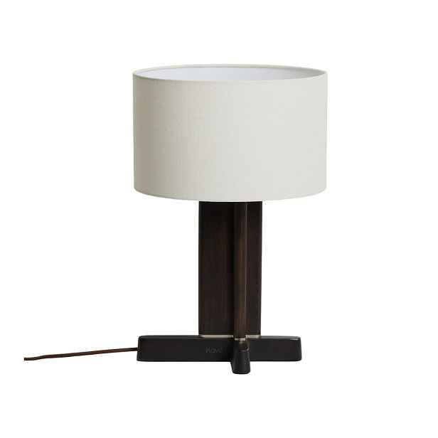 Bílá/tmavě hnědá stolní lampa z kaučukového dřeva s textilním stínidlem (výška 48 cm) Niani – Kave Home