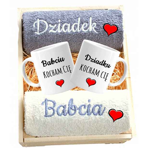 dárek pro Babičku A Dědečka – ručníky, výšivka a hrnky