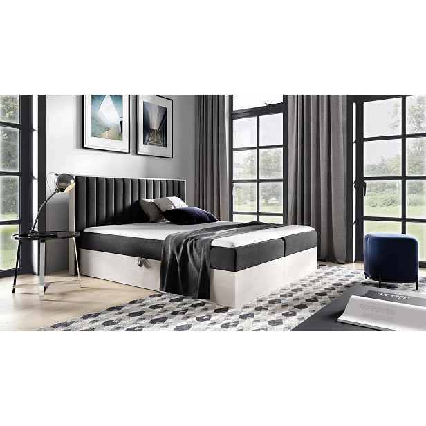 Manželská postel 140x220 CHANTELLE 4 - nordic teak / grafitová + topper ZDARMA