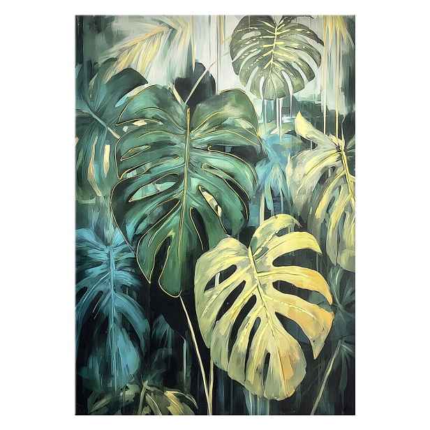 Obraz s ručně malovanými prvky na plátně 70x100 cm Monstera – Styler