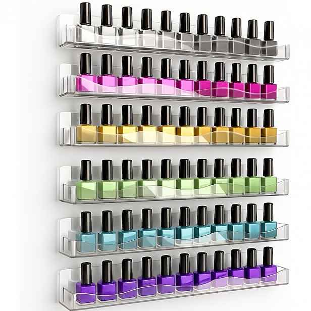 TEMU 6ks Akrylový Úložný Box na Laky na Nehty, Potřeby pro Nail Art, Nástěnný Stojan na Laky na Nehty, Vhodné pro Salony a Prodejce