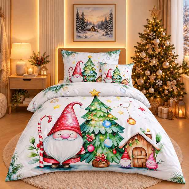 TOP Třídílná sada 3D povlečení 140x200+70x90+45x45 Skřítek s holí
