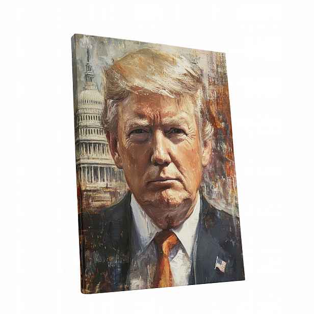 Obraz na plátně Portrét Donalda Trumpa v obývacím pokoji Trumpa dárek 60x80