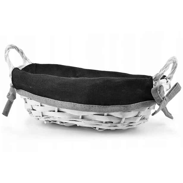 Affek Design HIWD4905 Proutěný košík na chléb, pečivo, bílý, 25x16x8cm