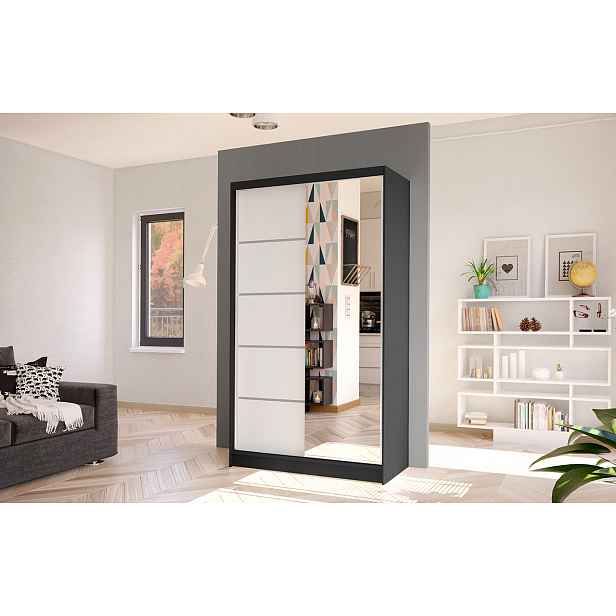 Elegantní šatní skříň ARINI 3 - šířka 100 cm, černá / bílá