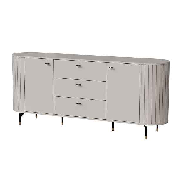MASSENO KOMODA THIRA, 190,1/81/40 cm se 3 zásuvkami a 2 dvířky, kašmírová