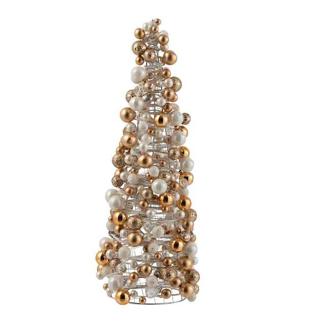 Měděno-krémový perličkový stromek Baubles - Ø 18*45 cm J-Line by Jolipa