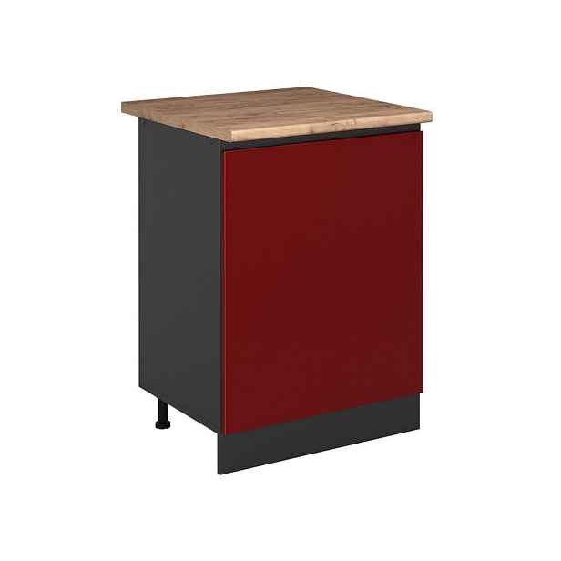 Vicco SPODNÍ SKŘÍŇKA KUCHYŇSKÉ LINKY R-Line, Červená/Antracit, 60 cm s 1 dveřmi pracovná doska Dub Goldkraft