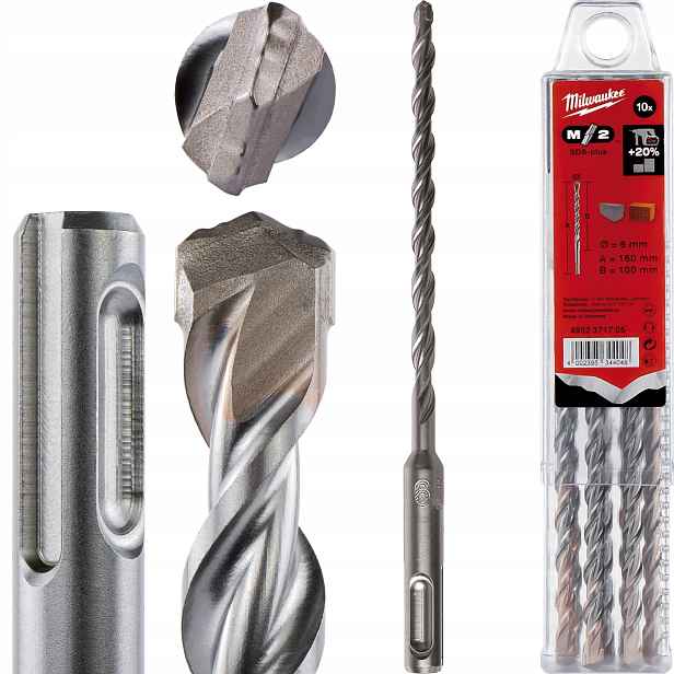 Vrtáky do betonu Sds Plus 6 x 100/160 mm 10 ks Milwaukee M2