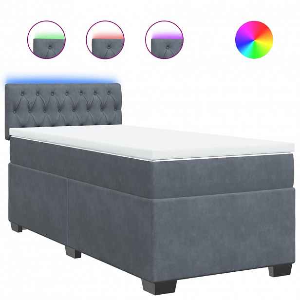 vidaXL Box spring postel s matrací tmavě šedá 90x200 cm samet
