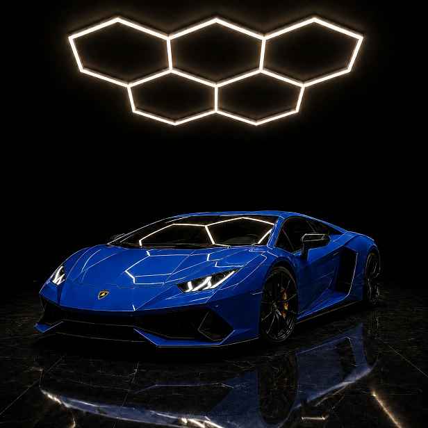 Bílá stropní svítidlo Led garáž servis dílen Hexagon 5 168W 4000K