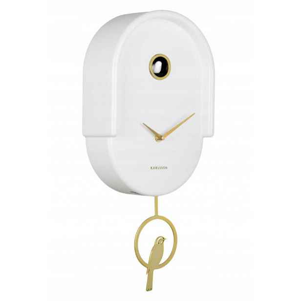 Bílé Elegantní Moderní Hodiny S Kukačkou A Kyvadlem Karlsson KA6069WH