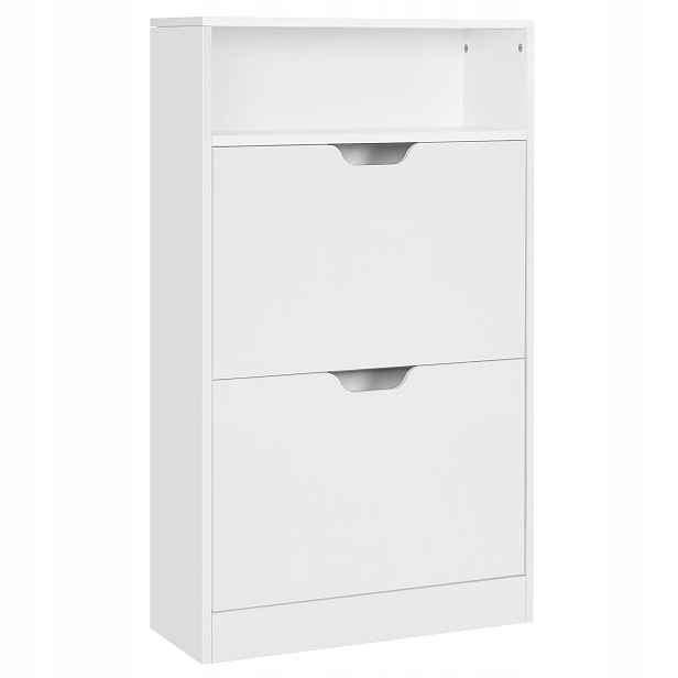 Botník Obuv Polička 60x102x24 CM Do Předsíně 2 Úrovně Bílá