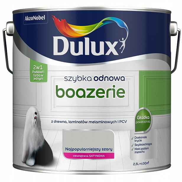 Dulux Rychlá obnova barva do obložení Nejoblíbenější šedý satén 2,5 l