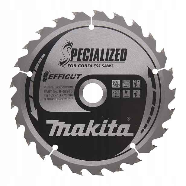 Kotoučová pila Makita B-62985 Specialized s vidlicí Efficut 165x20x1,4 mm 25T