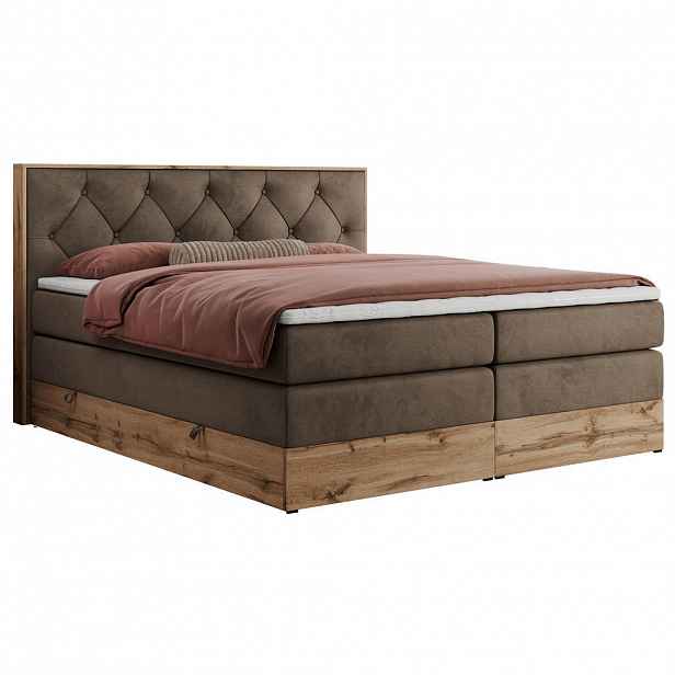 MKS POSTEL BOXSPRING VENETO KING 140/200 - Hnědá Samet - H3