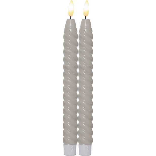 Sada 2 béžových voskových LED svíček Star Trading Flamme Swirl Antique, výška 25 cm